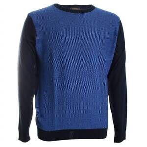 NEW GARNET CLOTHIERS men's textured crew neck sweater in blue